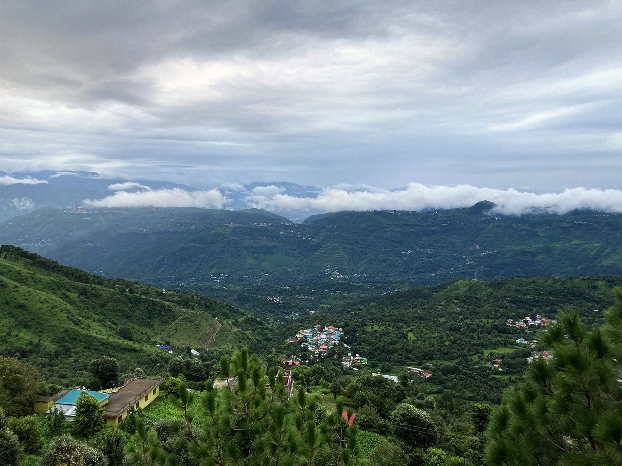 Clouds over the green valley from the terrace